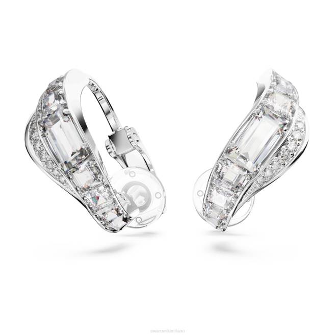 Swarovski DV4B940 gioielleria Zirconia carbonica neutra, tagli misti, bianca, rodiata orecchini a clip iperbole