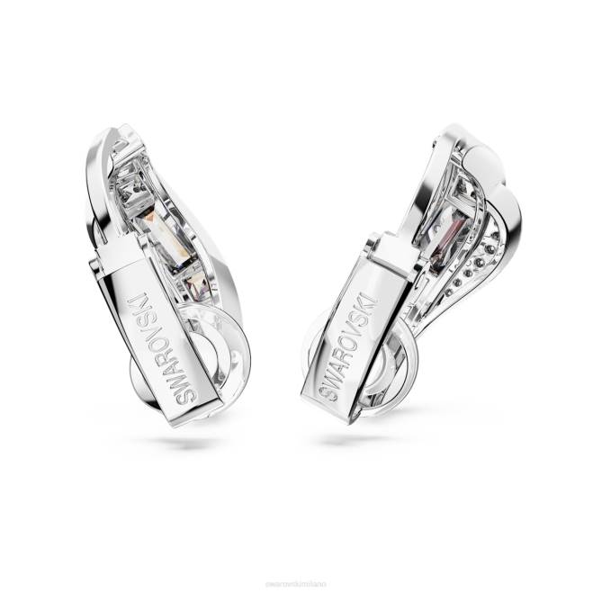 Swarovski DV4B940 gioielleria Zirconia carbonica neutra, tagli misti, bianca, rodiata orecchini a clip iperbole