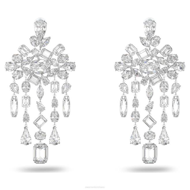 Swarovski DV4B941 gioielleria tagli misti, lampadario, bianco, rodiato orecchini a clip gema