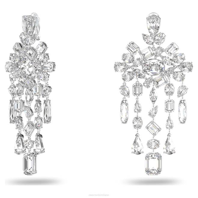 Swarovski DV4B941 gioielleria tagli misti, lampadario, bianco, rodiato orecchini a clip gema