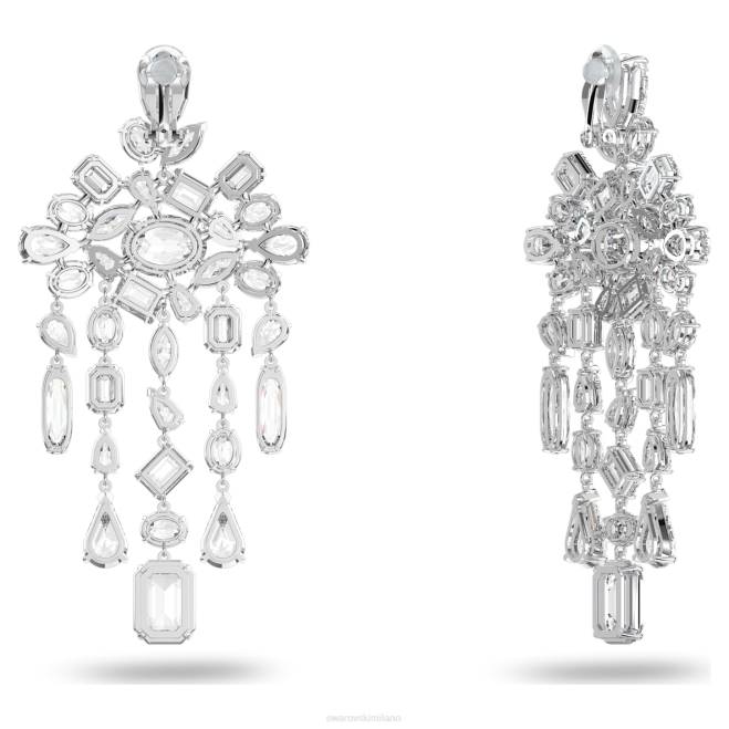 Swarovski DV4B941 gioielleria tagli misti, lampadario, bianco, rodiato orecchini a clip gema