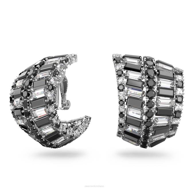 Swarovski DV4B944 gioielleria tagli misti, neri, rodiati orecchini a clip iperbole