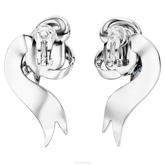 Swarovski DV4B946 gioielleria design asimmetrico, cigno, bianco, placcato rodio orecchini a clip con cigno alla moda