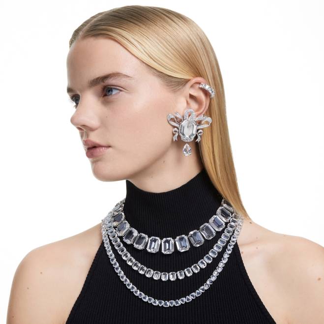 Swarovski DV4B948 gioielleria cigno, bianco, placcato rodio orecchini a clip con cigno alla moda