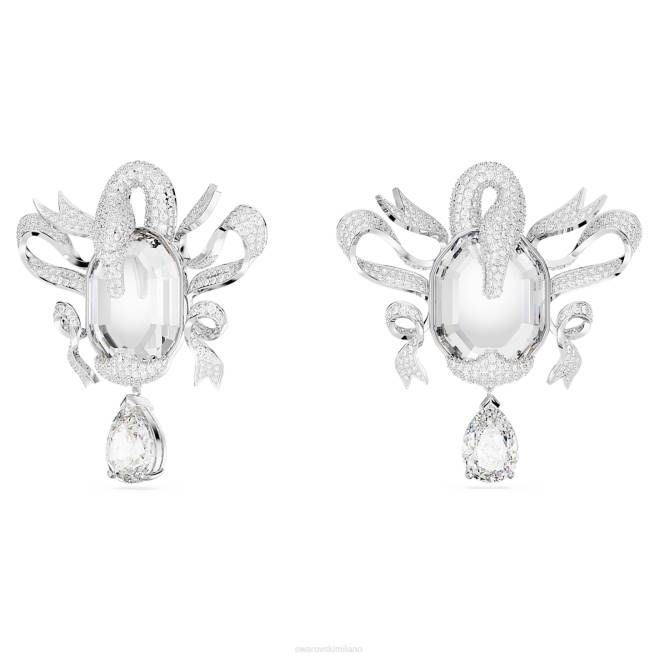 Swarovski DV4B948 gioielleria cigno, bianco, placcato rodio orecchini a clip con cigno alla moda