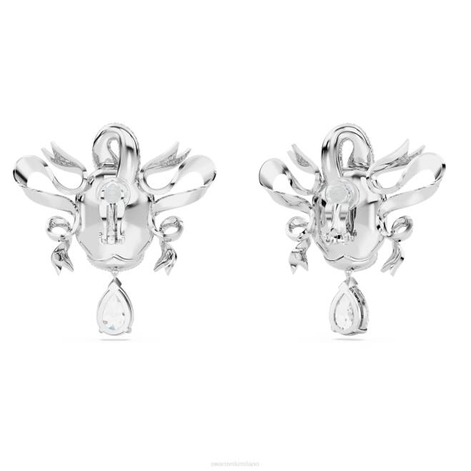 Swarovski DV4B948 gioielleria cigno, bianco, placcato rodio orecchini a clip con cigno alla moda