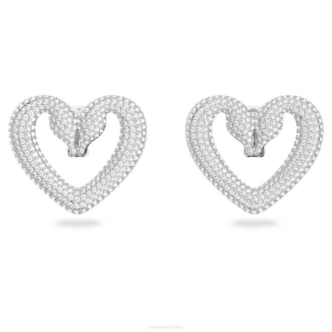 Swarovski DV4B952 gioielleria cuore, bianco, placcato rodio orecchini a clip