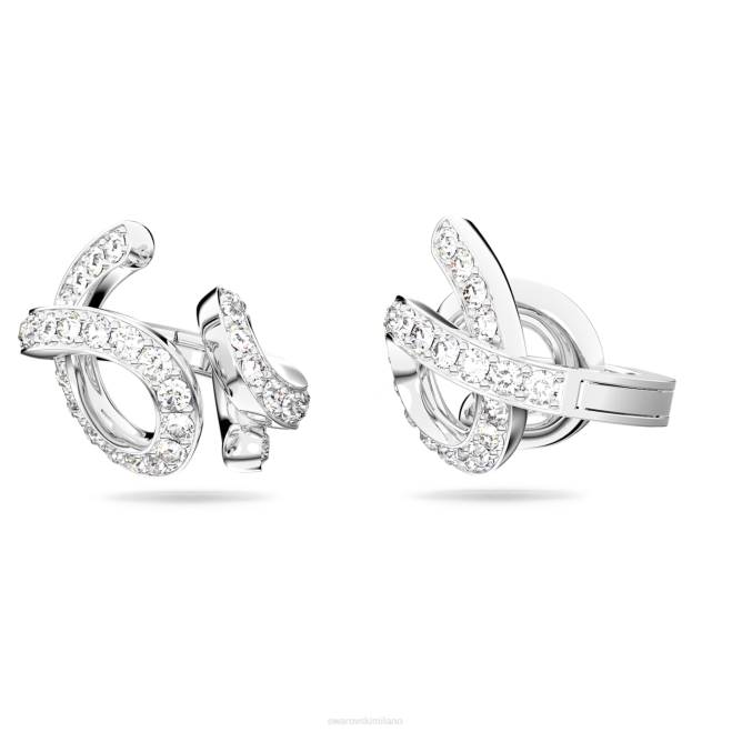 Swarovski DV4B958 gioielleria cristalli riaccesi, bianchi, rodiati orecchini a clip fluuta