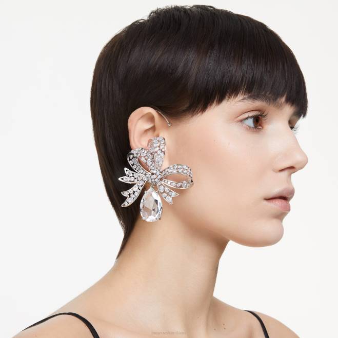 Swarovski DV4B959 gioielleria fiocco, bianco, placcato rodio orecchini a clip Volta