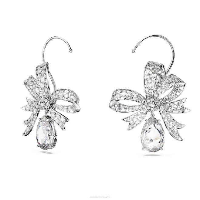 Swarovski DV4B959 gioielleria fiocco, bianco, placcato rodio orecchini a clip Volta