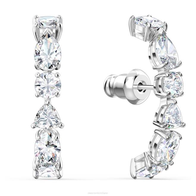 Swarovski DV4B965 gioielleria tagli misti, bianchi, rodiati polsini auricolari deluxe da tennis