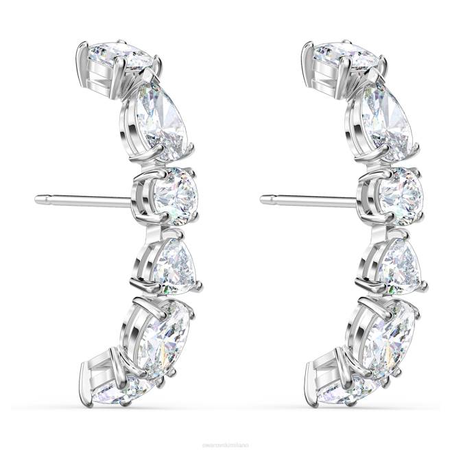 Swarovski DV4B965 gioielleria tagli misti, bianchi, rodiati polsini auricolari deluxe da tennis