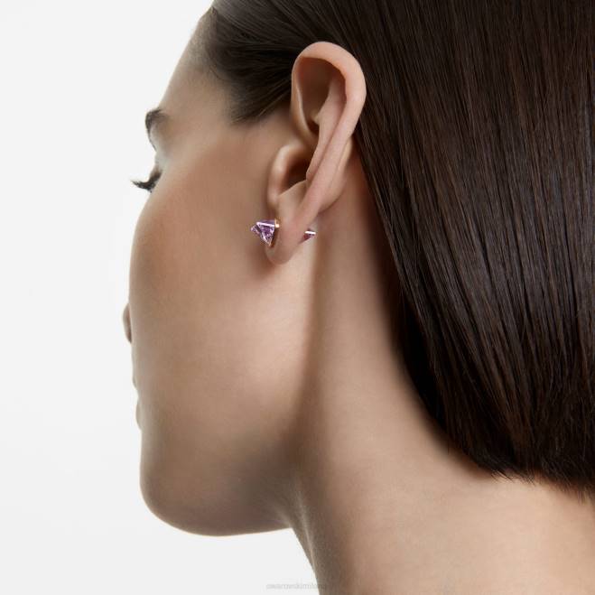 Swarovski DV4B968 gioielleria singolo, chiusura magnetica, viola, placcato color oro polsino auricolare lucente