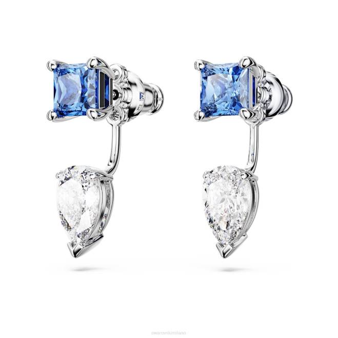 Swarovski DV4B969 gioielleria tagli misti, staccabili, blu, rodiati giacche con orecchini mesmera