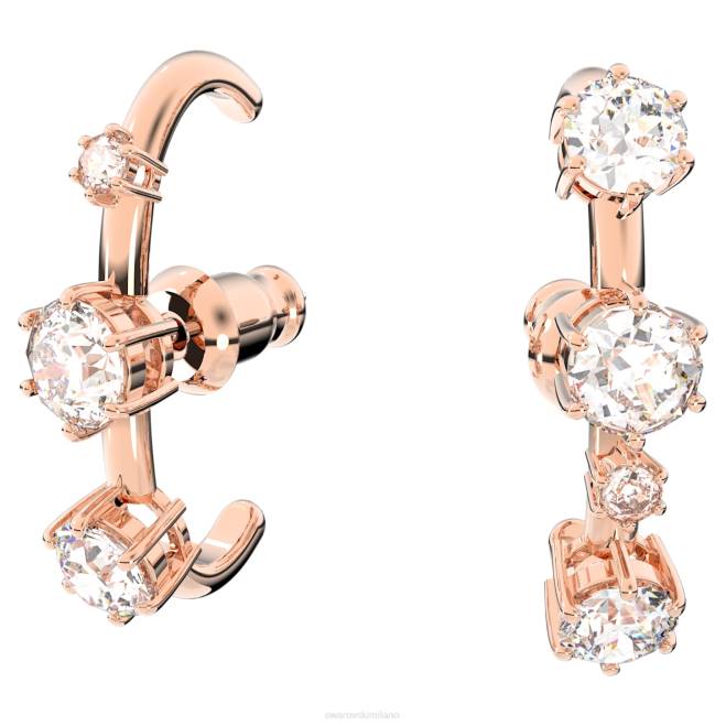 Swarovski DV4B972 gioielleria design asimmetrico, taglio rotondo, bianco, placcato tonalità oro rosa polsini dell'orecchio della costellazione