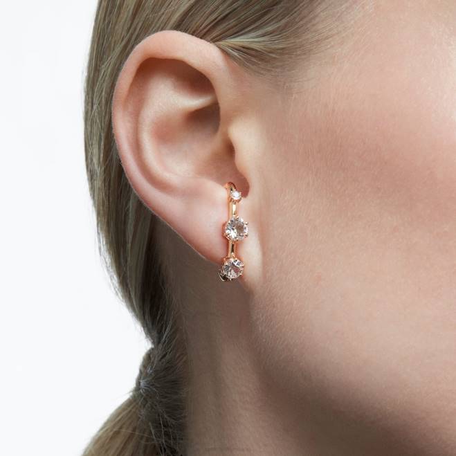 Swarovski DV4B972 gioielleria design asimmetrico, taglio rotondo, bianco, placcato tonalità oro rosa polsini dell'orecchio della costellazione