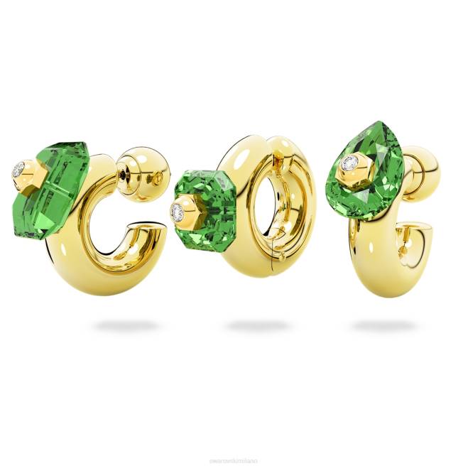 Swarovski DV4B381 gioielleria tagli misti, verde, placcato oro orecchini a cerchio numina