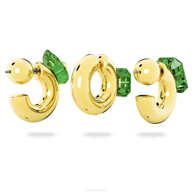 Swarovski DV4B381 gioielleria tagli misti, verde, placcato oro orecchini a cerchio numina