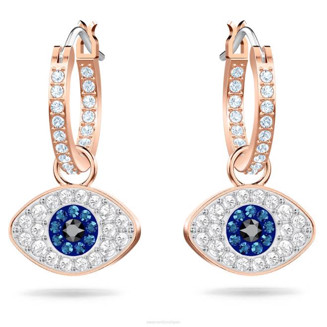 Swarovski DV4B758 gioielleria malocchio, blu, placcato tonalità oro rosa orecchini a cerchio simbolici