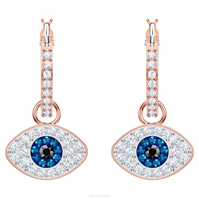 Swarovski DV4B758 gioielleria malocchio, blu, placcato tonalità oro rosa orecchini a cerchio simbolici