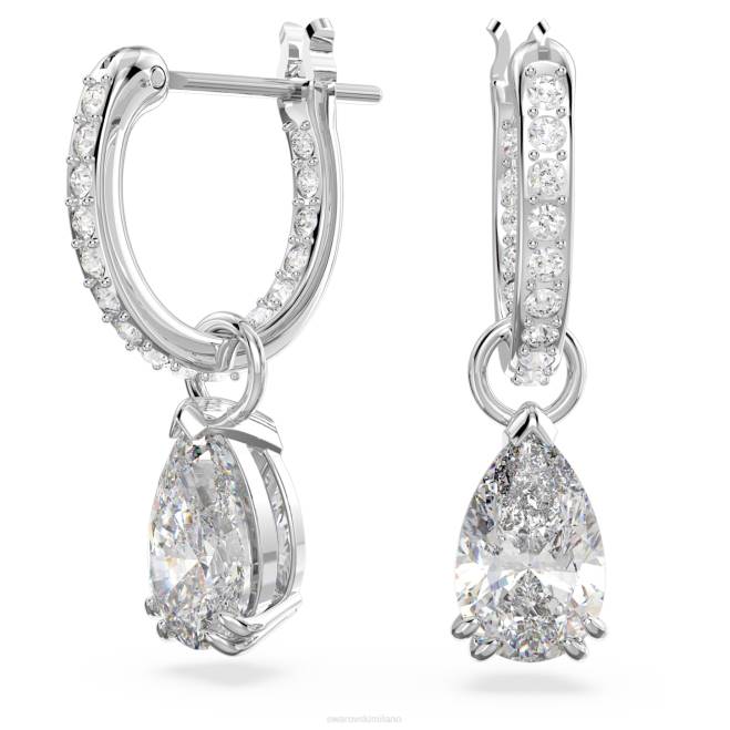 Swarovski DV4B762 gioielleria taglio a pera, bianco, placcato rodio orecchini a cerchio millenari
