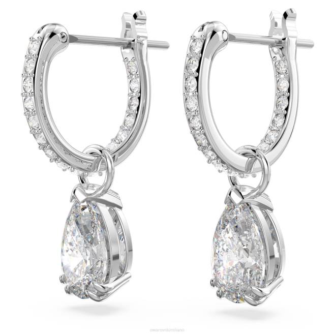 Swarovski DV4B762 gioielleria taglio a pera, bianco, placcato rodio orecchini a cerchio millenari