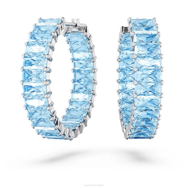 Swarovski DV4B863 gioielleria taglio baguette, blu, placcato rodio orecchini a cerchio Matrix
