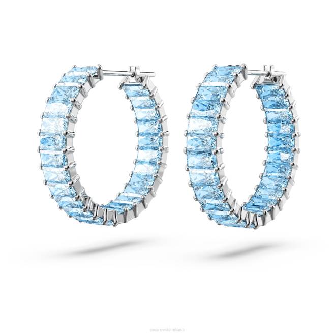 Swarovski DV4B863 gioielleria taglio baguette, blu, placcato rodio orecchini a cerchio Matrix