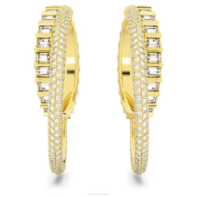 Swarovski DV4B864 gioielleria tagli misti, bianco, placcato oro orecchini a cerchio rota