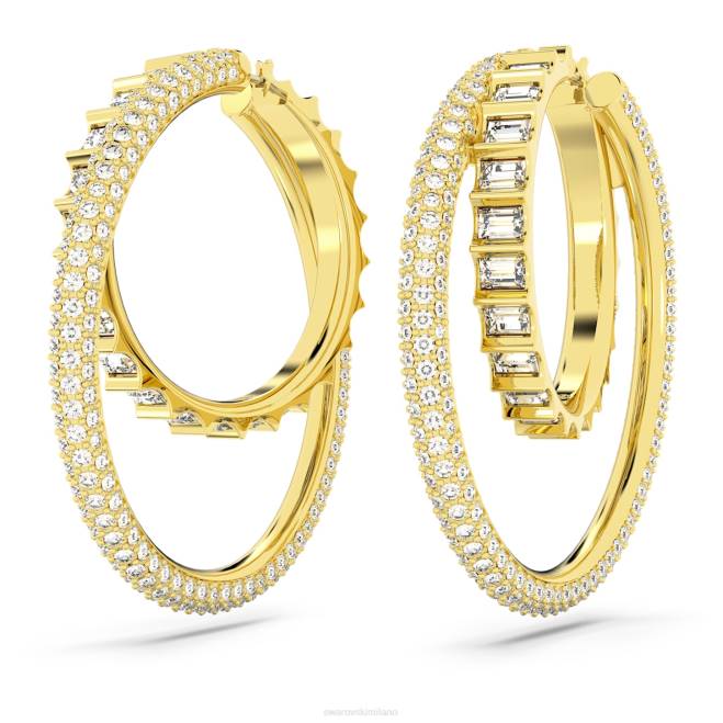 Swarovski DV4B864 gioielleria tagli misti, bianco, placcato oro orecchini a cerchio rota