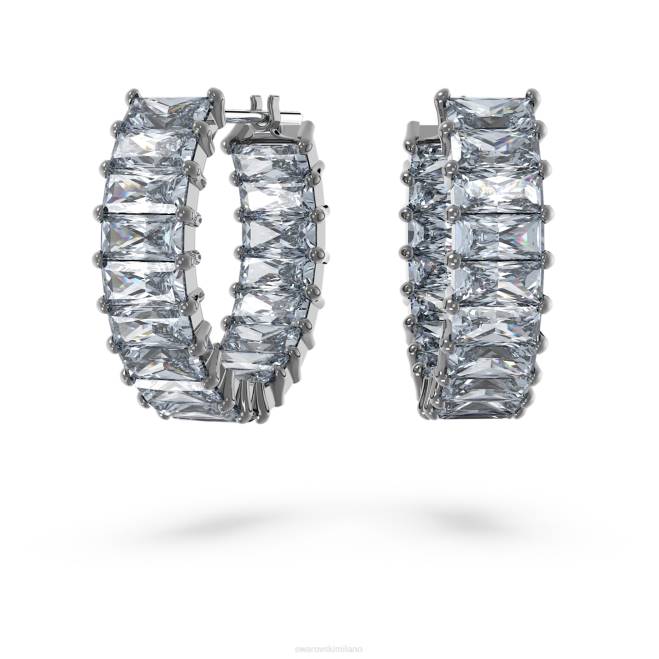 Swarovski DV4B866 gioielleria taglio baguette, grigio, placcato rutenio orecchini a cerchio Matrix