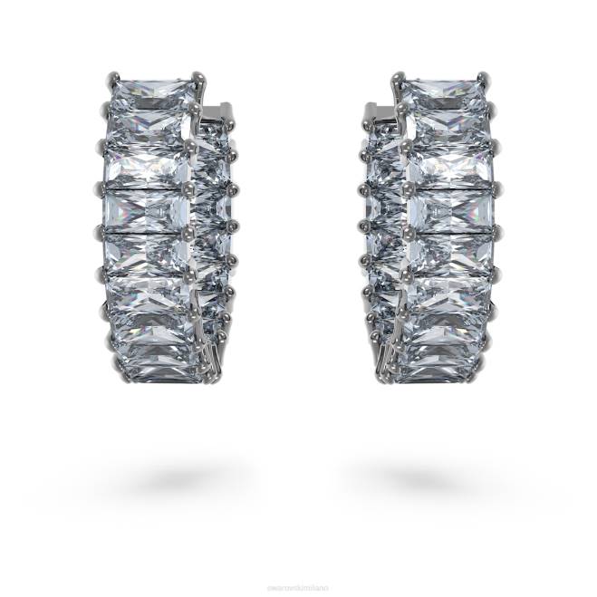 Swarovski DV4B866 gioielleria taglio baguette, grigio, placcato rutenio orecchini a cerchio Matrix