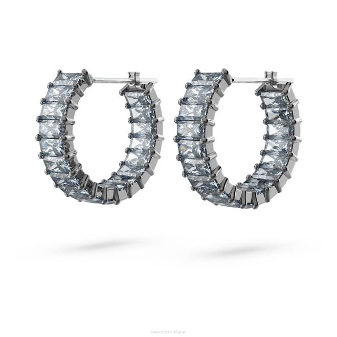 Swarovski DV4B866 gioielleria taglio baguette, grigio, placcato rutenio orecchini a cerchio Matrix