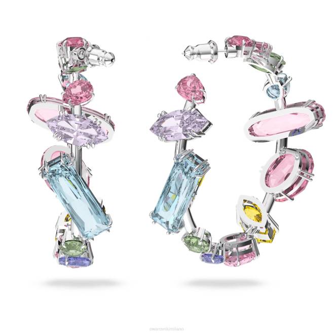 Swarovski DV4B867 gioielleria tagli misti, multicolori, rodiati orecchini a cerchio gema