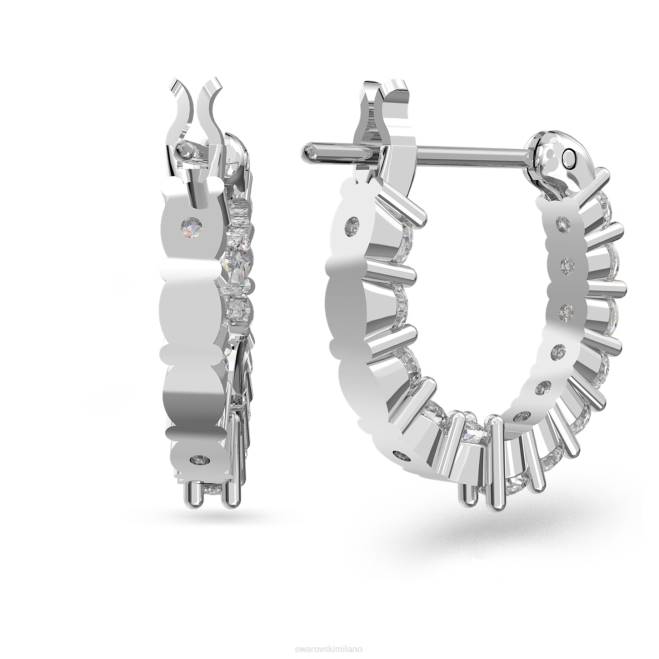 Swarovski DV4B868 gioielleria taglio rotondo, bianco, placcato rodio orecchini a cerchio vittore