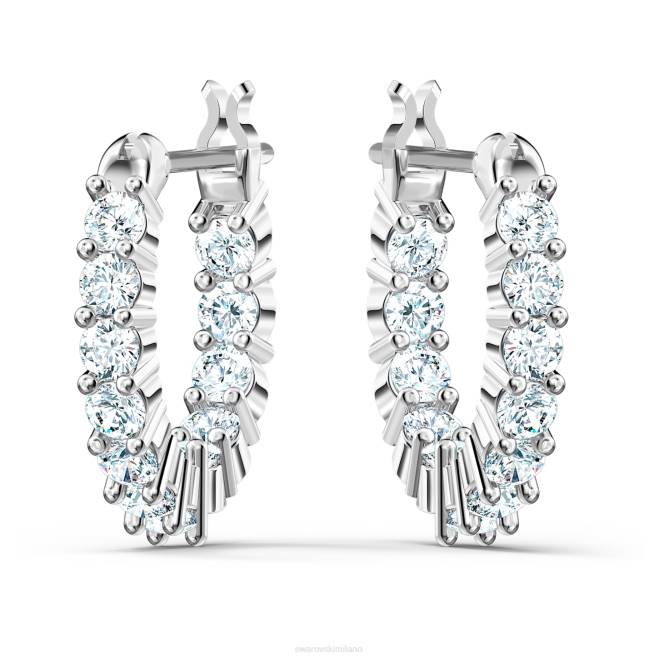 Swarovski DV4B868 gioielleria taglio rotondo, bianco, placcato rodio orecchini a cerchio vittore