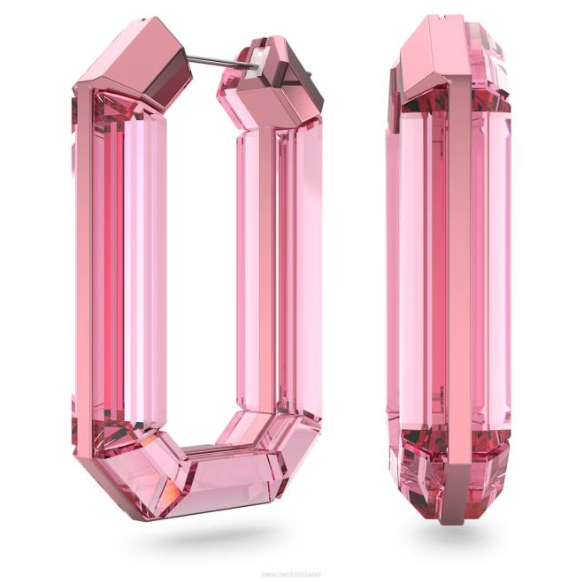 Swarovski DV4B869 gioielleria dichiarazione, forma ottagonale, rosa orecchini a cerchio lucenti