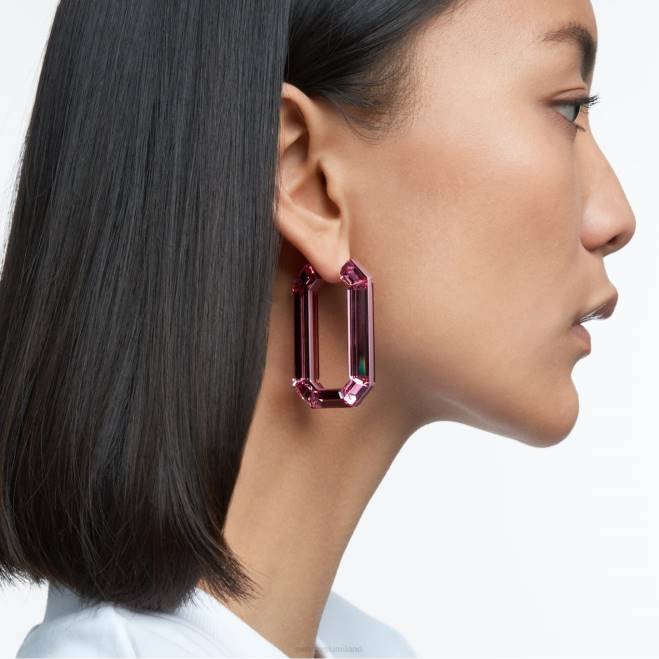 Swarovski DV4B869 gioielleria dichiarazione, forma ottagonale, rosa orecchini a cerchio lucenti
