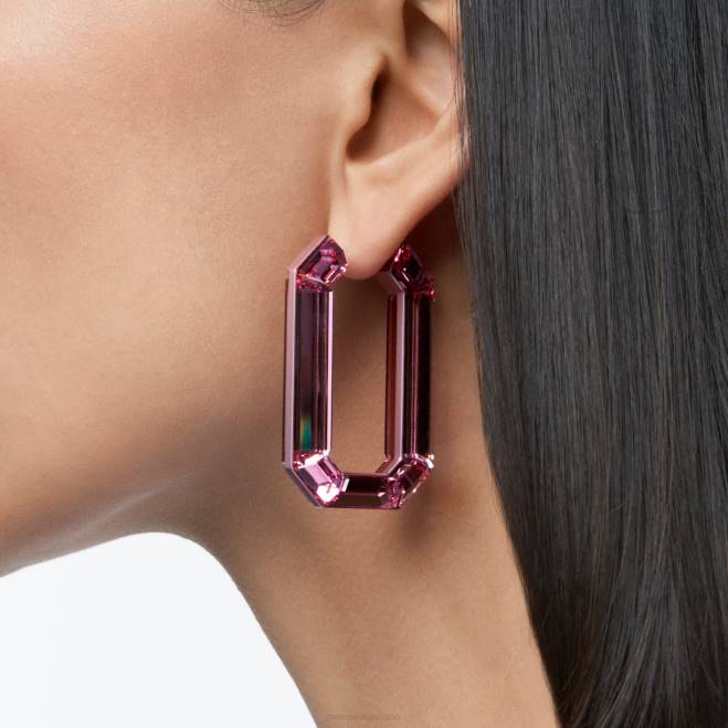Swarovski DV4B869 gioielleria dichiarazione, forma ottagonale, rosa orecchini a cerchio lucenti