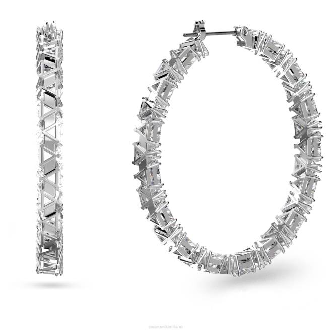 Swarovski DV4B870 gioielleria taglio a triangolo, bianco, placcato rodio orecchini a cerchio di ortice