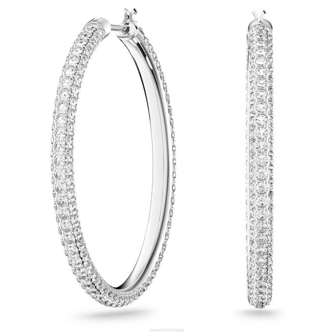 Swarovski DV4B871 gioielleria pavè, bianco, rodiato orecchini a cerchio in pietra