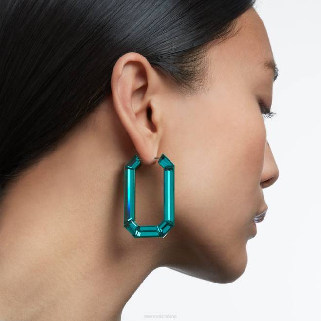 Swarovski DV4B872 gioielleria dichiarazione, forma ottagonale, verde orecchini a cerchio lucenti