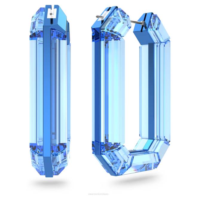Swarovski DV4B874 gioielleria dichiarazione, forma ottagonale, blu orecchini a cerchio lucenti