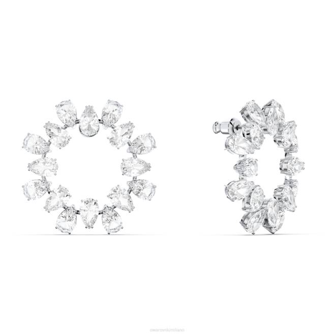 Swarovski DV4B875 gioielleria taglio a pera, bianco, placcato rodio orecchini a cerchio millenari