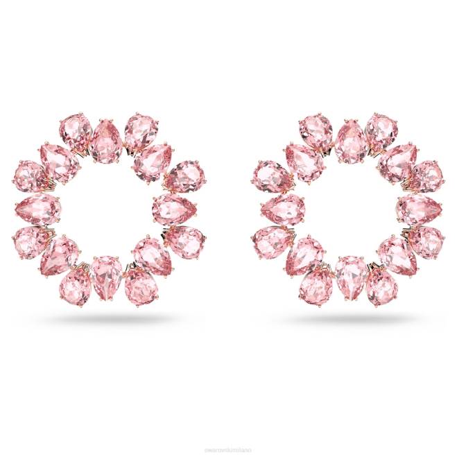 Swarovski DV4B876 gioielleria taglio a pera, rosa, placcato tonalità oro rosa orecchini a cerchio millenari