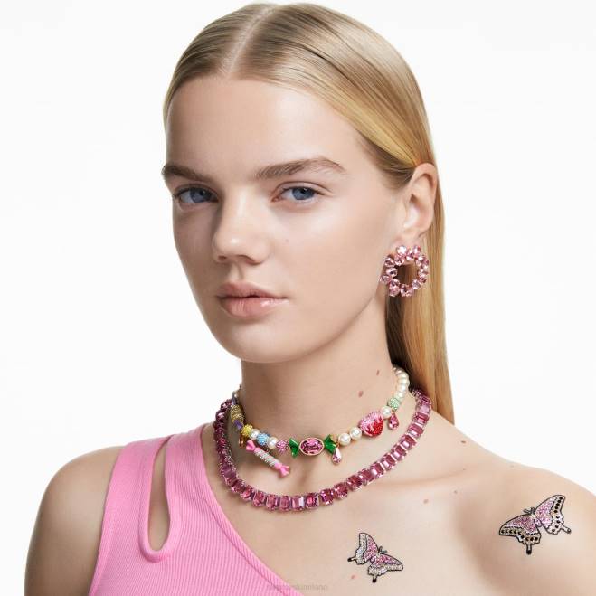 Swarovski DV4B876 gioielleria taglio a pera, rosa, placcato tonalità oro rosa orecchini a cerchio millenari