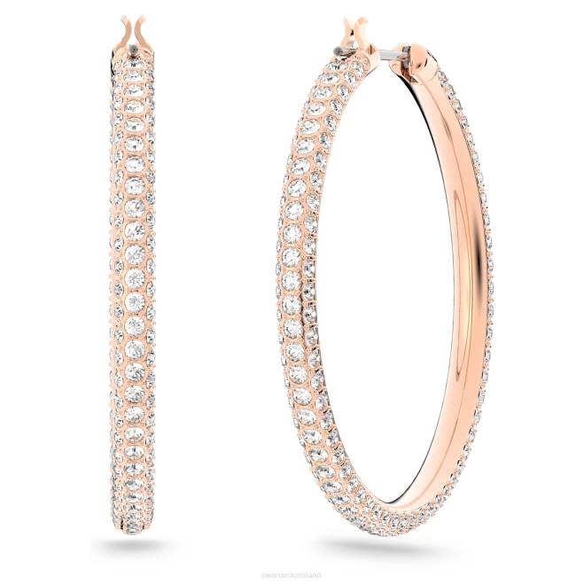 Swarovski DV4B877 gioielleria pavé, bianco, placcato tonalità oro rosa orecchini a cerchio in pietra