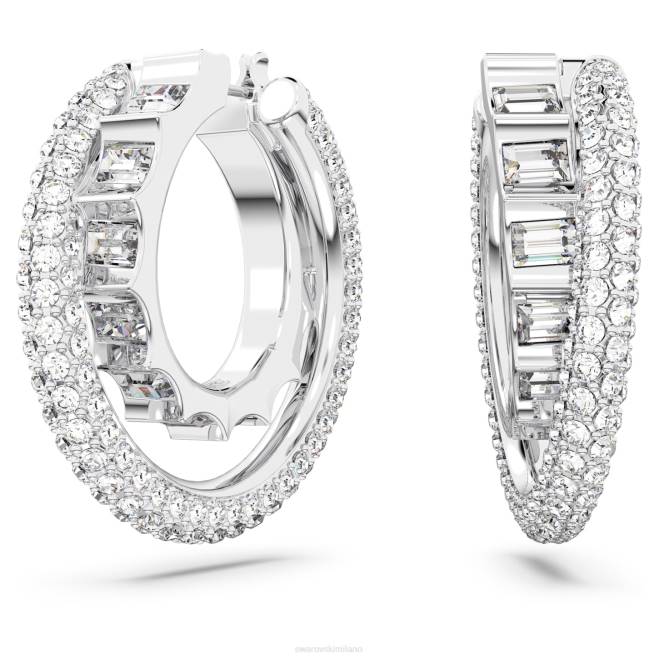 Swarovski DV4B879 gioielleria tagli misti, bianchi, rodiati orecchini a cerchio rota