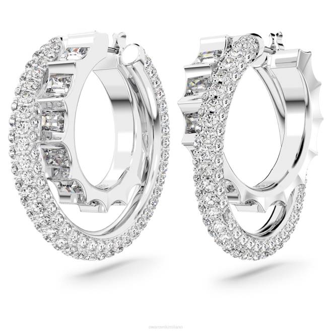 Swarovski DV4B879 gioielleria tagli misti, bianchi, rodiati orecchini a cerchio rota