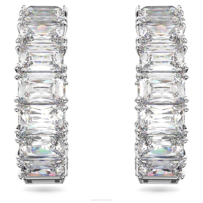 Swarovski DV4B881 gioielleria taglio ottagonale, bianco, placcato rodio orecchini a cerchio millenari